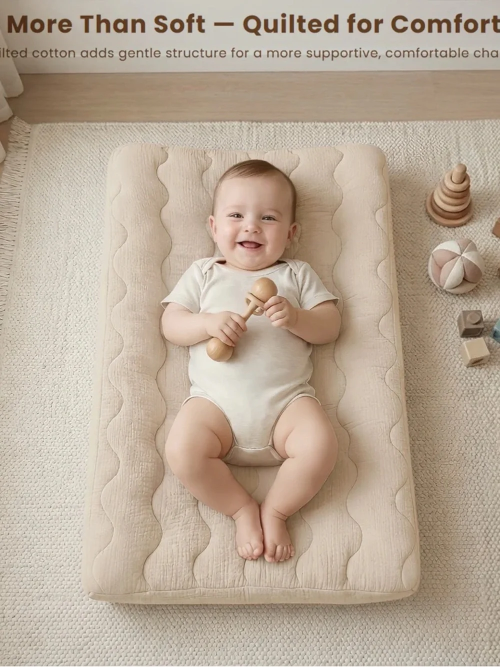 Neutral Baby Changing Pad Cover Set - Cream & Fog Green